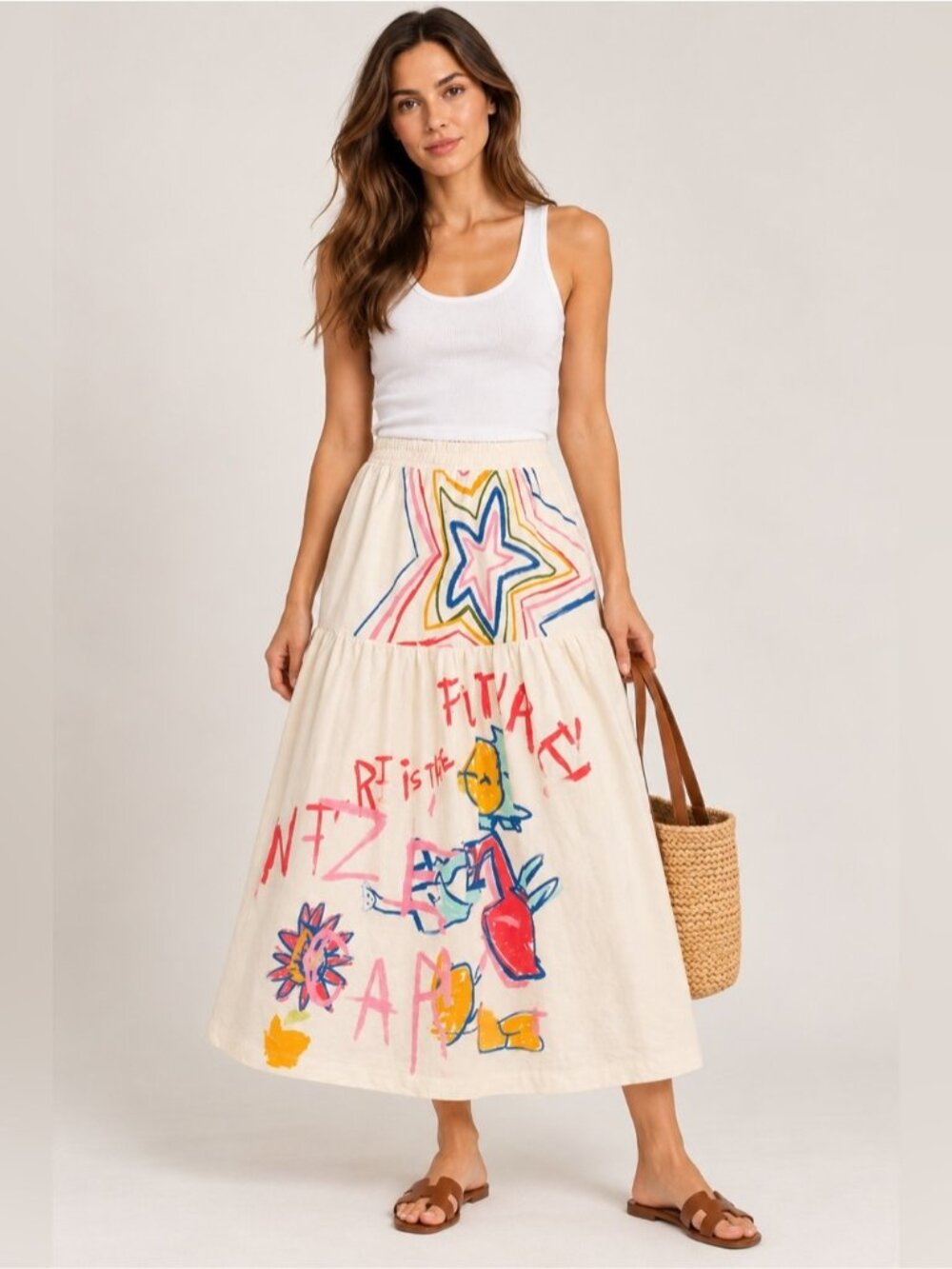 NWT Rare FARM Rio x Disney Zé Carioca Graphic Midi Skirt Size M
